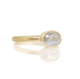 White natural oval diamond ring
