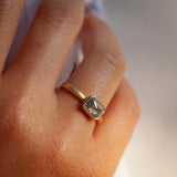 Emerald Cut Natural grey Diamond Ring