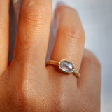 White natural oval diamond ring