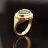 Emerald and diamond signet ring