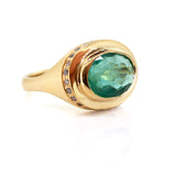 Emerald and diamond signet ring