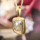 Square Solis Rose Cut Diamond Slice Pendant