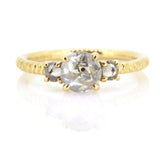 Round Rose Cut Salt and Pepper Claw Ring