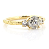 Round Rose Cut Salt and Pepper Claw Ring