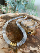 Grey Faceted Moonstone Beaded Necklace