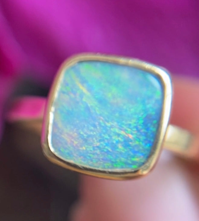 Square opal ring