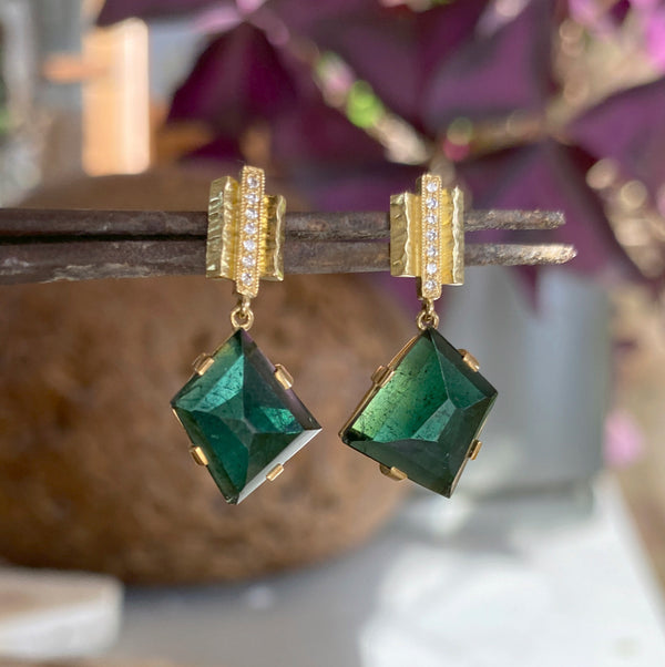 Tourmaline and diamond earrings