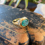 Emerald and diamond signet ring