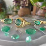 Emerald and diamond signet ring