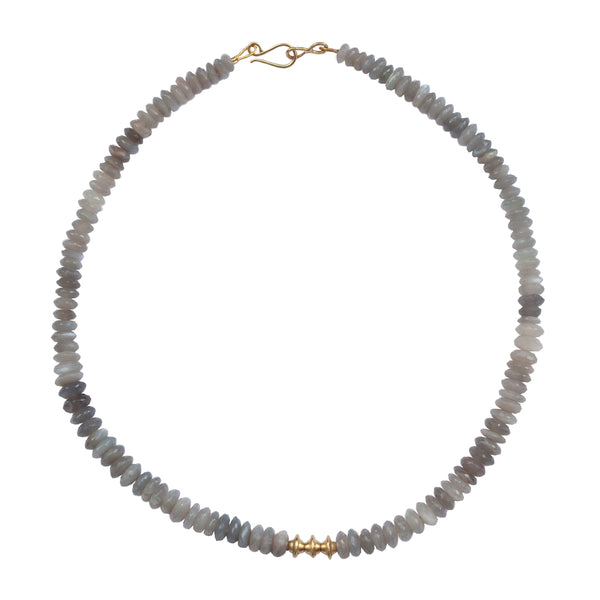 Grey Faceted Moonstone Beaded Necklace