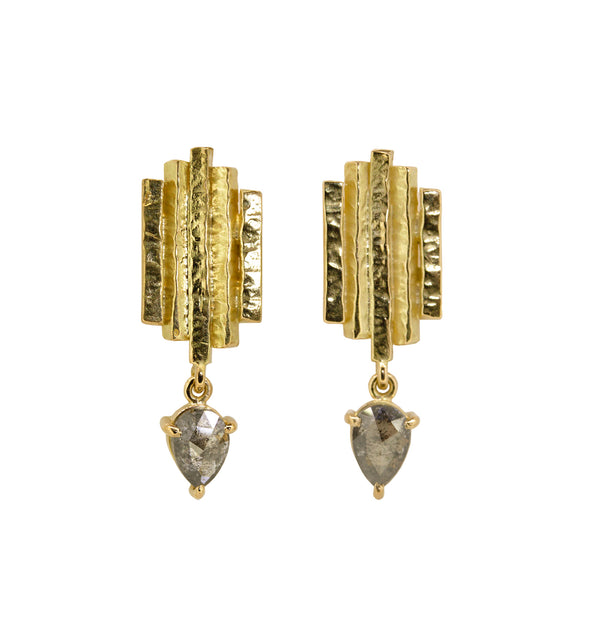 Hewn Diamond Droplet Earrings