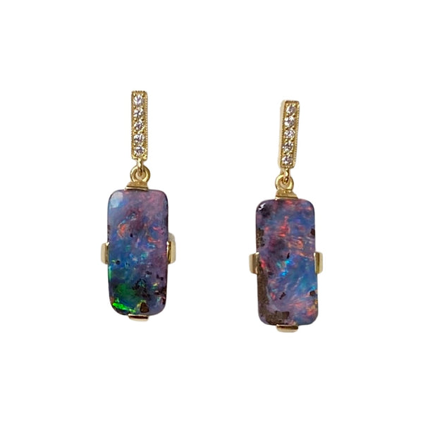 Opal and Diamond Earrings
