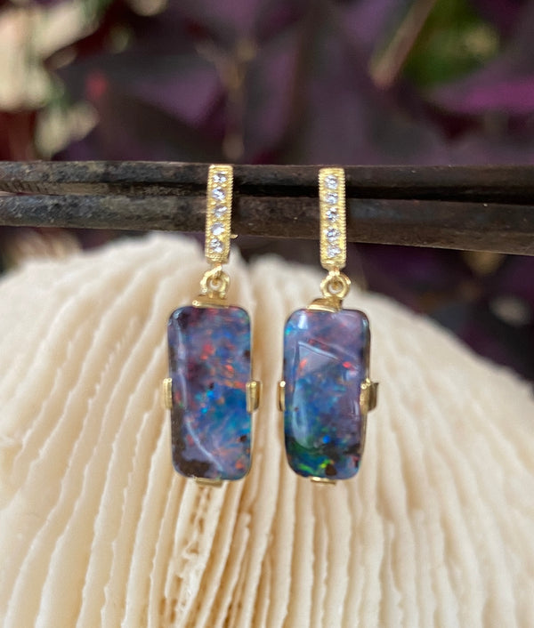 Opal and Diamond Earrings