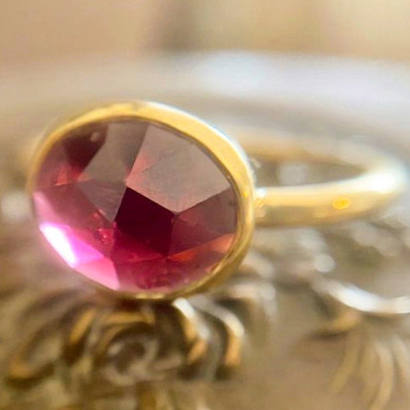 Rose Cut Garnet Ring