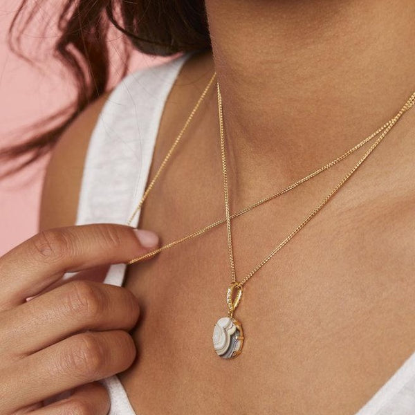 Lace Agate and Diamond Necklace
