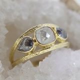 Triple Rose Cut Diamond Shield Ring