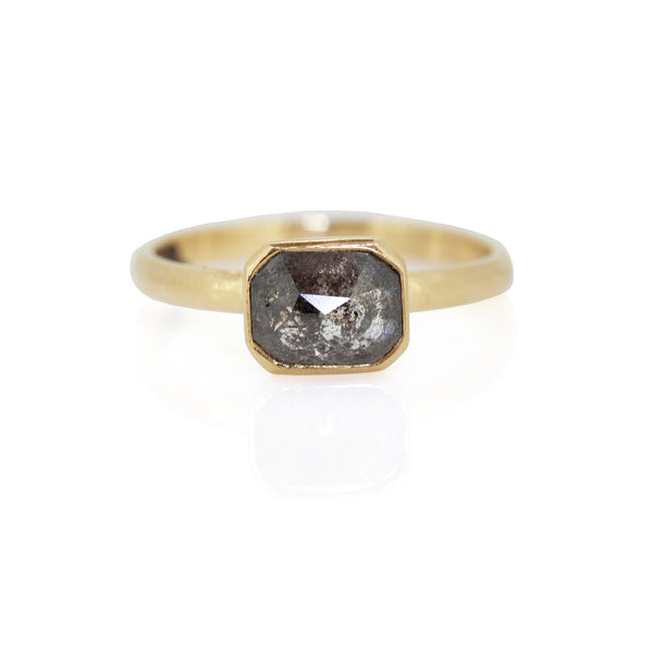 Black Emerald Cut Diamond  Ring