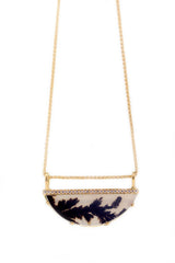 Dendritic Agate Crescent Necklace