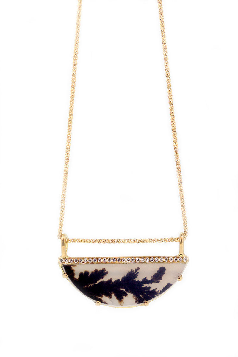 Dendritic Agate Crescent Necklace