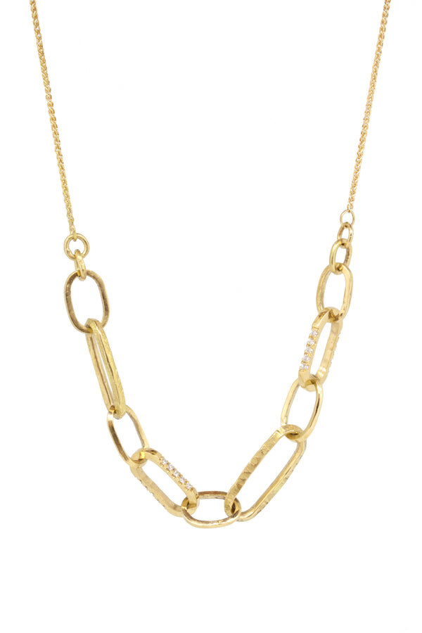 Double Diamond Chain Link Diamond Necklace