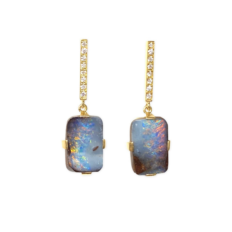 Opal and Diamond Earrings