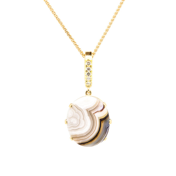 Lace Agate and Diamond Necklace