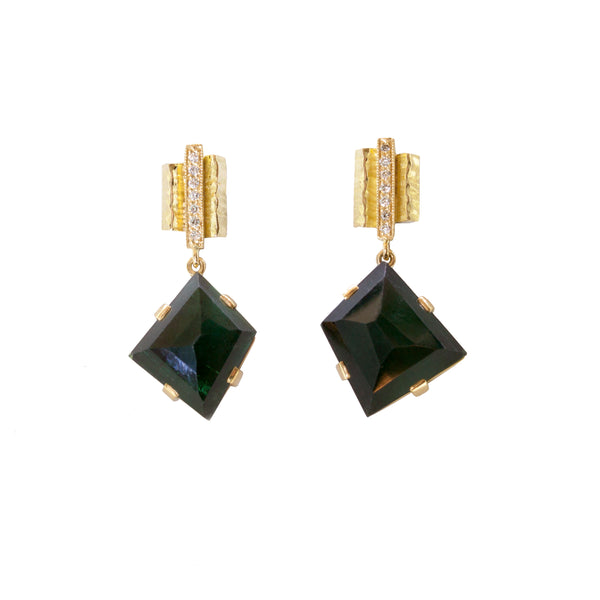 Tourmaline and diamond earrings